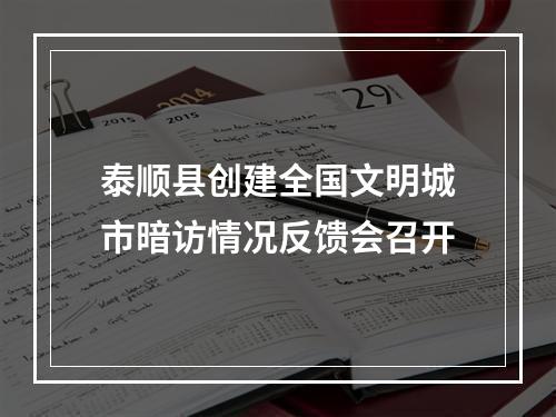 泰顺县创建全国文明城市暗访情况反馈会召开