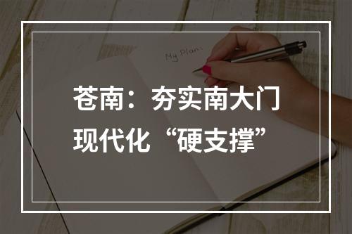 苍南：夯实南大门现代化“硬支撑”