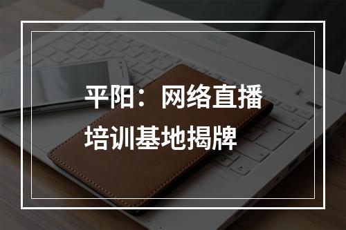 平阳：网络直播培训基地揭牌