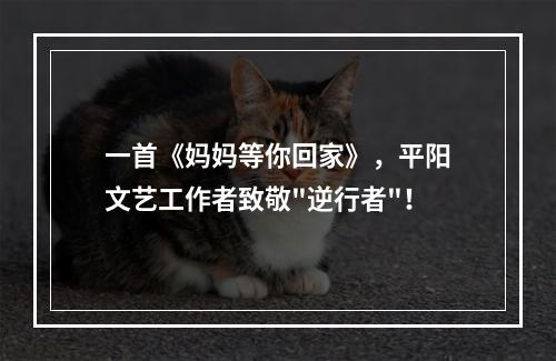 一首《妈妈等你回家》，平阳文艺工作者致敬