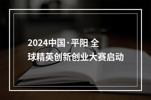 2024中国·平阳 全球精英创新创业大赛启动