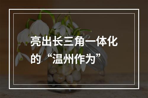亮出长三角一体化的“温州作为”