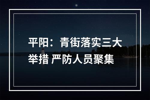 平阳：青街落实三大举措 严防人员聚集