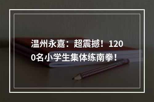 温州永嘉：超震撼！1200名小学生集体练南拳！