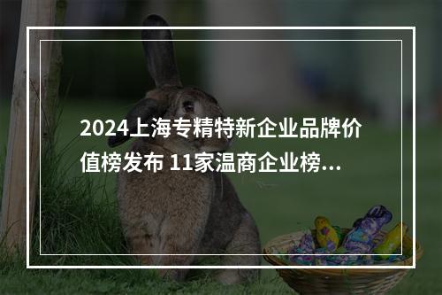 2024上海专精特新企业品牌价值榜发布 11家温商企业榜上有名