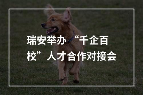 瑞安举办 “千企百校”人才合作对接会