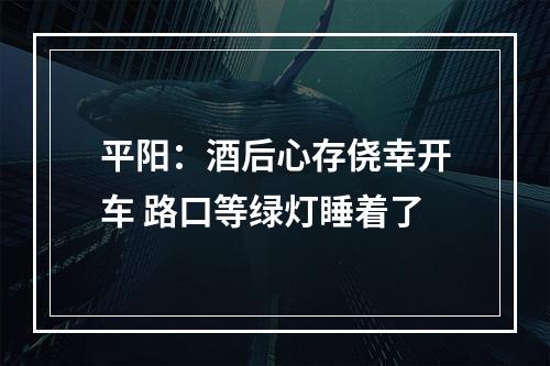 平阳：酒后心存侥幸开车 路口等绿灯睡着了