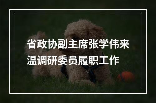 省政协副主席张学伟来温调研委员履职工作