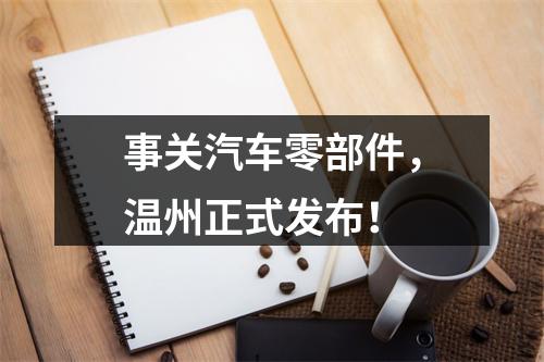 事关汽车零部件，温州正式发布！