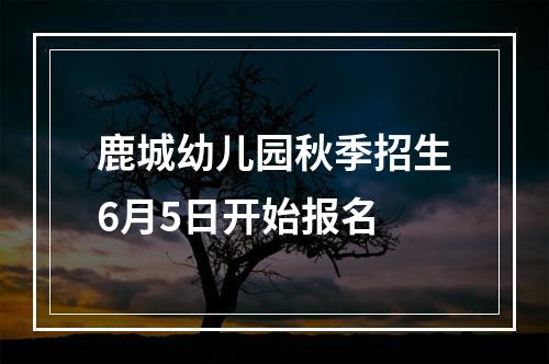 鹿城幼儿园秋季招生6月5日开始报名