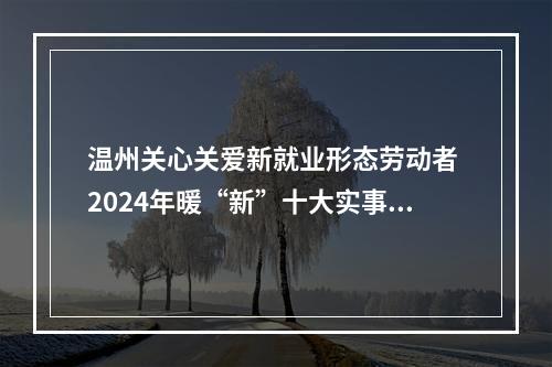 温州关心关爱新就业形态劳动者 2024年暖“新”十大实事发布