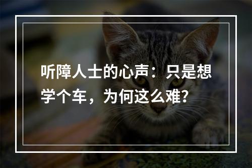 听障人士的心声：只是想学个车，为何这么难？