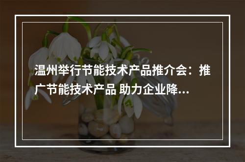 温州举行节能技术产品推介会：推广节能技术产品 助力企业降耗增效