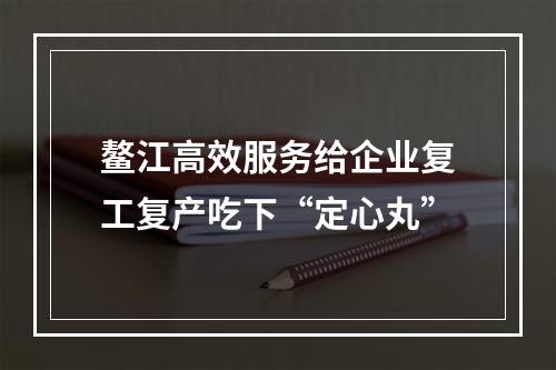 鳌江高效服务给企业复工复产吃下“定心丸”