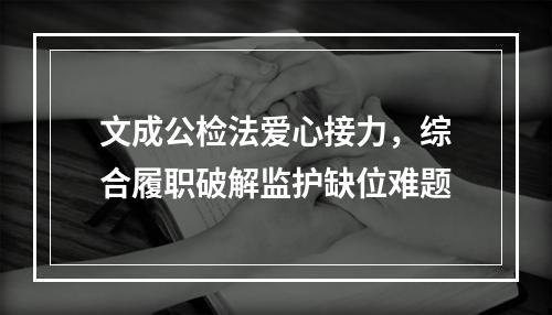 文成公检法爱心接力，综合履职破解监护缺位难题