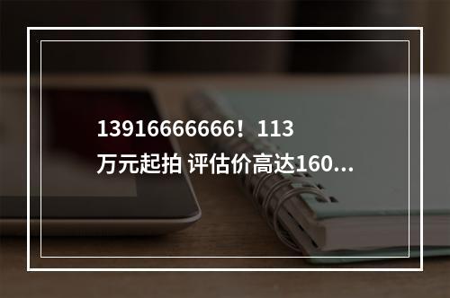 13916666666！113万元起拍 评估价高达160.77万元