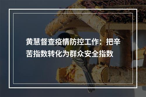 黄慧督查疫情防控工作：把辛苦指数转化为群众安全指数
