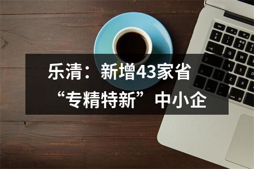 乐清：新增43家省“专精特新”中小企