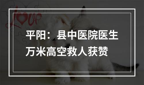 平阳：县中医院医生万米高空救人获赞