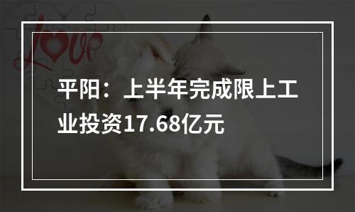 平阳：上半年完成限上工业投资17.68亿元