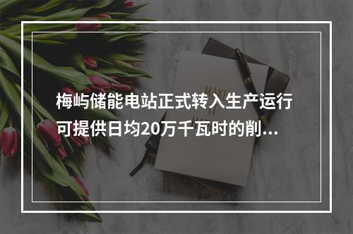 梅屿储能电站正式转入生产运行 可提供日均20万千瓦时的削峰填谷服务