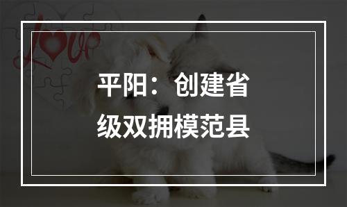 平阳：创建省级双拥模范县