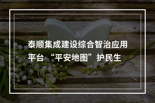 泰顺集成建设综合智治应用平台 “平安地图”护民生