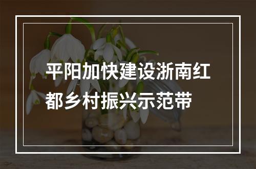 平阳加快建设浙南红都乡村振兴示范带