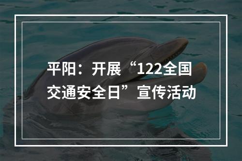 平阳：开展“122全国交通安全日”宣传活动