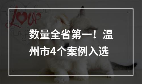 数量全省第一！温州市4个案例入选