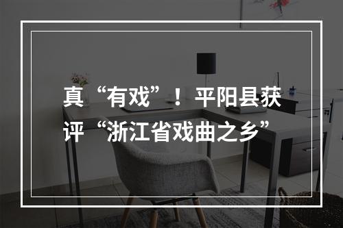 真“有戏”！平阳县获评“浙江省戏曲之乡”
