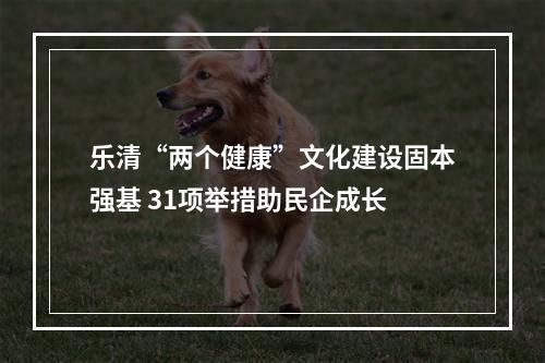 乐清“两个健康”文化建设固本强基 31项举措助民企成长