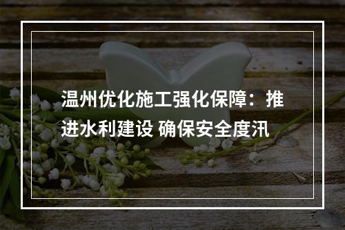 温州优化施工强化保障：推进水利建设 确保安全度汛