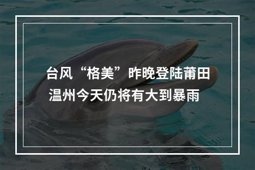 台风“格美”昨晚登陆莆田 温州今天仍将有大到暴雨