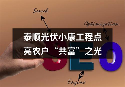 泰顺光伏小康工程点亮农户“共富”之光