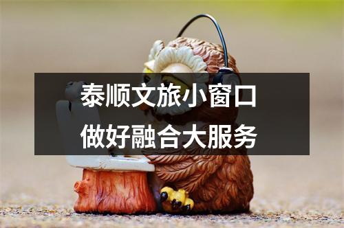 泰顺文旅小窗口 做好融合大服务