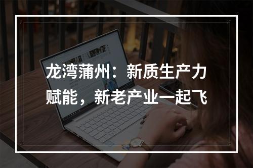 龙湾蒲州：新质生产力赋能，新老产业一起飞