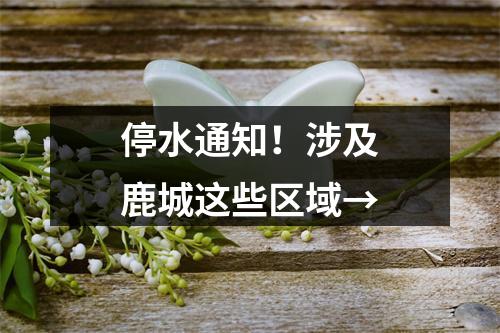停水通知！涉及鹿城这些区域→