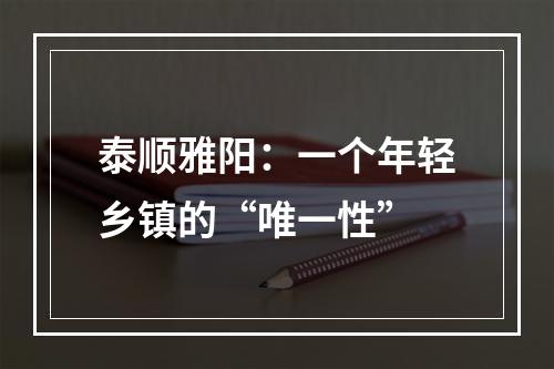 泰顺雅阳：一个年轻乡镇的“唯一性”