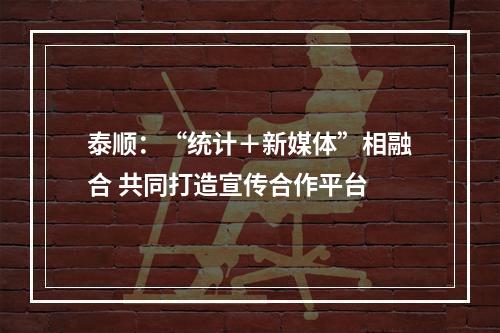 泰顺：“统计＋新媒体”相融合 共同打造宣传合作平台