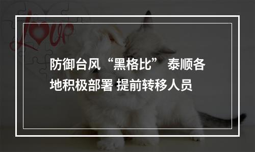 防御台风“黑格比” 泰顺各地积极部署 提前转移人员