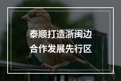 泰顺打造浙闽边合作发展先行区