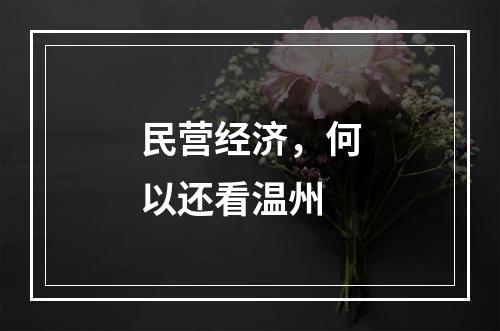 民营经济，何以还看温州