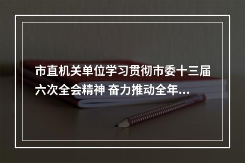 市直机关单位学习贯彻市委十三届六次全会精神 奋力推动全年重点任务落地见效