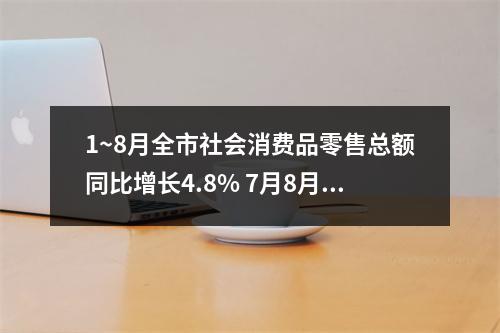 1~8月全市社会消费品零售总额同比增长4.8% 7月8月增速均居全省第一