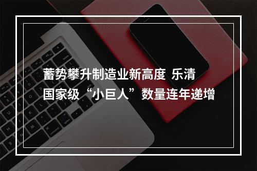 蓄势攀升制造业新高度  乐清国家级“小巨人”数量连年递增