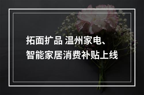 拓面扩品 温州家电、智能家居消费补贴上线