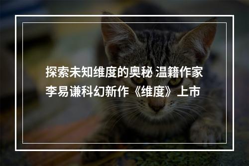 探索未知维度的奥秘 温籍作家李易谦科幻新作《维度》上市