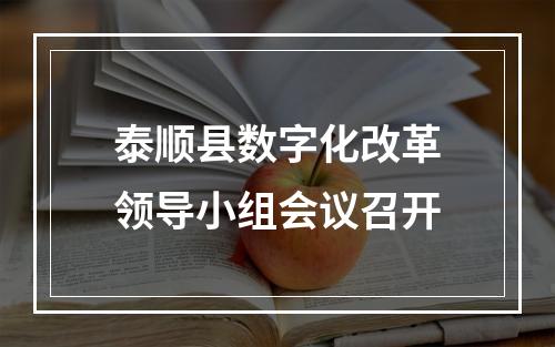泰顺县数字化改革领导小组会议召开