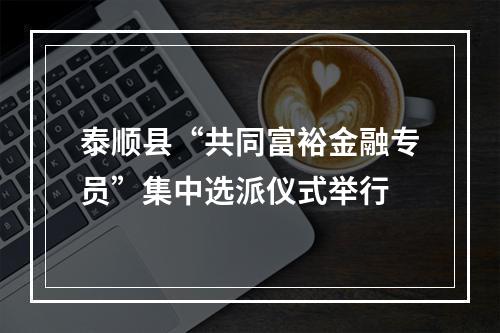 泰顺县“共同富裕金融专员”集中选派仪式举行